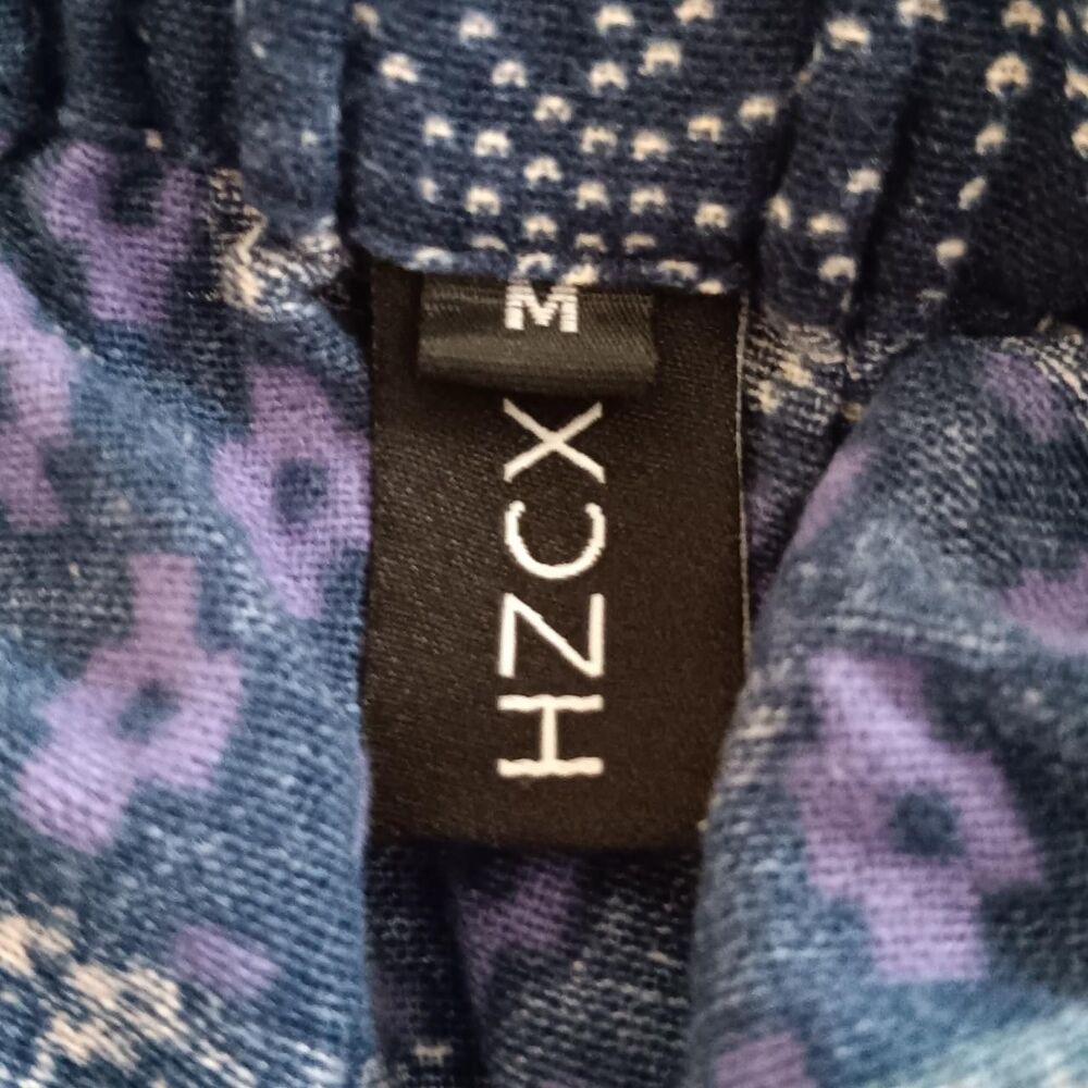 Patchwork Print Harem Pants Medium Men Blue Multi… - image 2